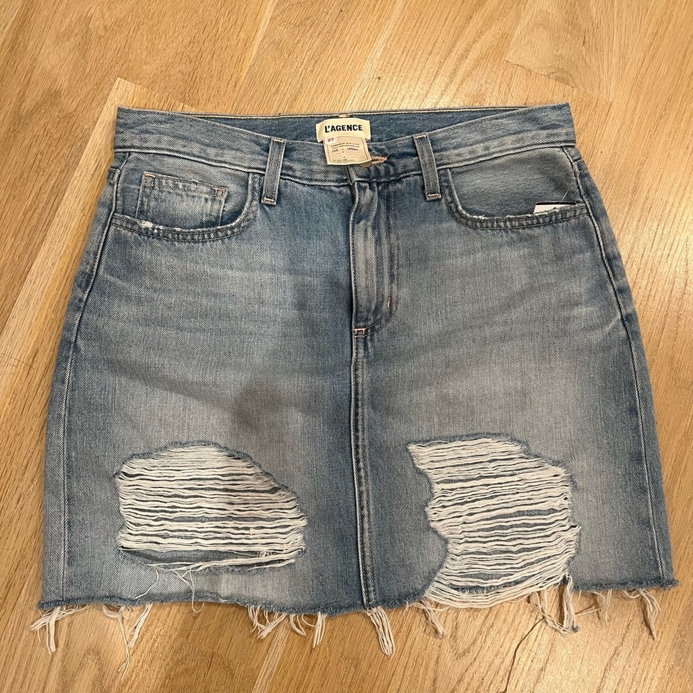 l’agence mini denim skirt